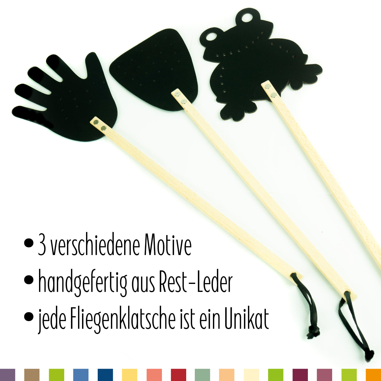 Fliegenklatschen aus Leder & Buchenholz