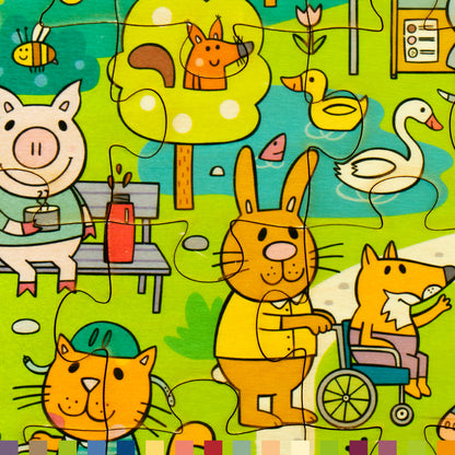Puzzle "Tierischer Spaß im Park"